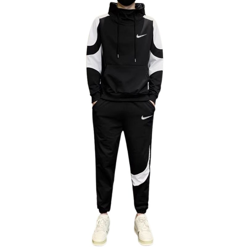 画像1: 25 Unisex Men& Women Broken swoosh Setup Hoodie and Pants Set  ブロークン スウォッシュ プリントセットアップユニセックス男女兼用 スウェット パーカー ＆パンツセット (1)