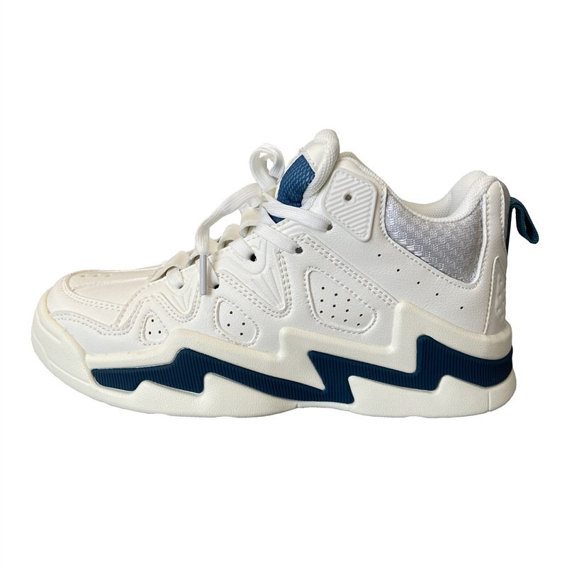 画像1: Unisex  Wave pattern platform high-top leather lace-up sneakers　男女兼用 ユニセックスウェーブ柄厚底ハイカットレザーレースアップ  スニーカー (1)
