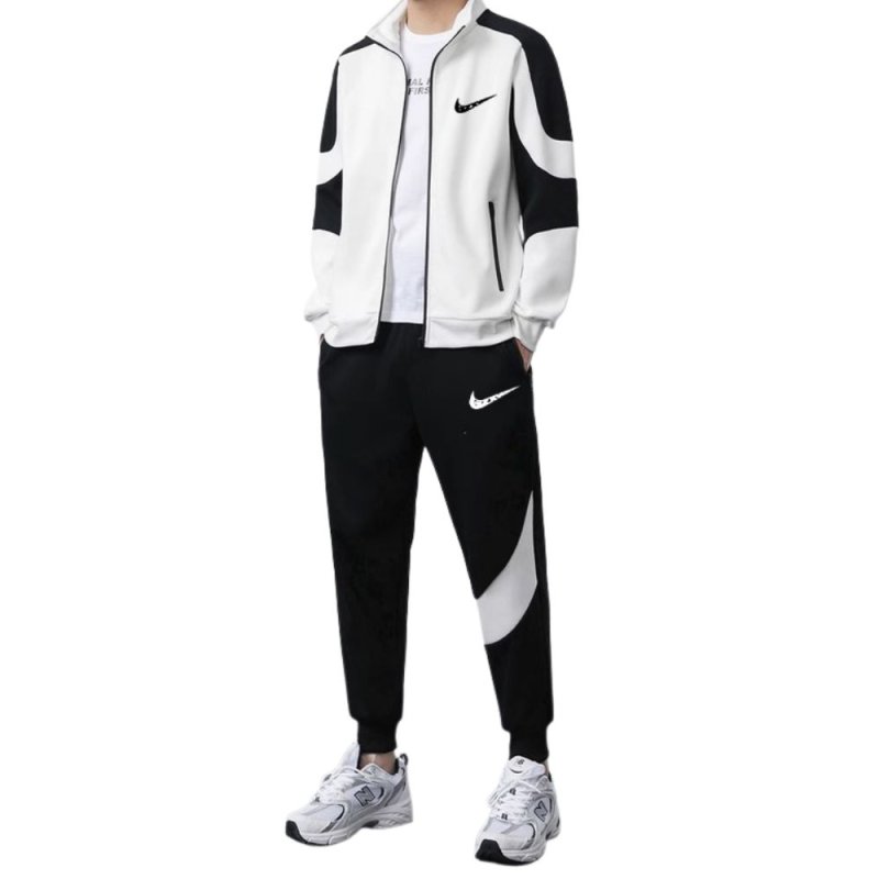 画像3: 25 Unisex Men& Women Broken swoosh Setup Jacket and Pants Set  ブロークン スウォッシュ プリントセットアップユニセックス男女兼用 スウェット ジップアップ &パンツセット (3)