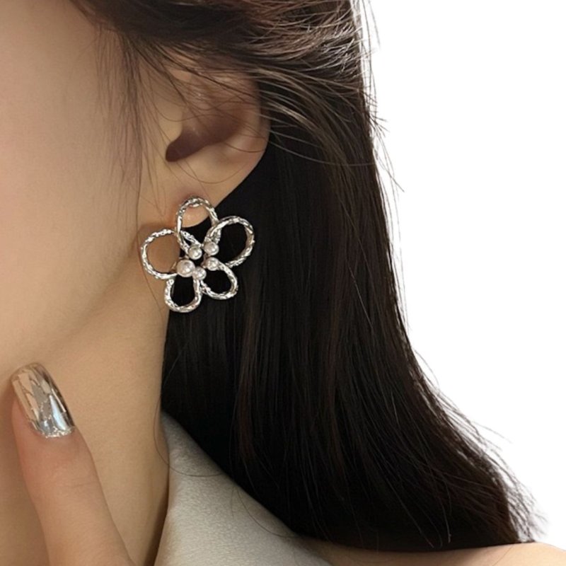 画像2: Pearl Flower French Style Earrings　パールフラワーフレンチスタイルピアス イアリング (2)