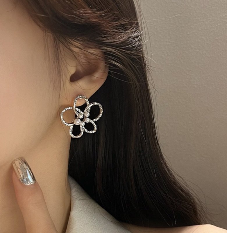 画像11: Pearl Flower French Style Earrings　パールフラワーフレンチスタイルピアス イアリング (11)