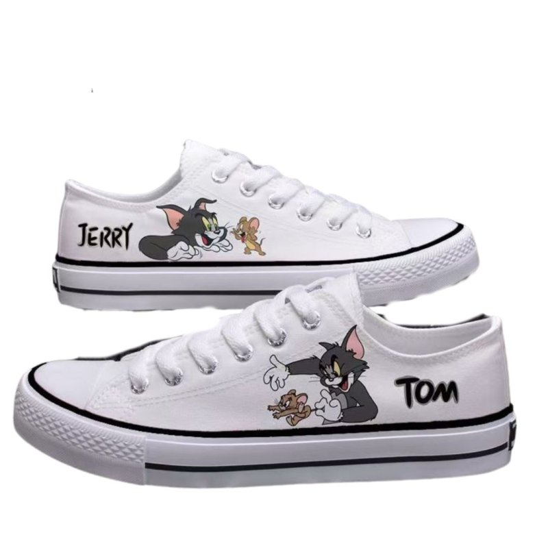 画像1: UnisexTom and Jerry Canvas Low-Cut Lace-Up Sneakers 　男女兼用 ユニセックストムとジェリーレースアップローカット キャンバス スニーカー (1)