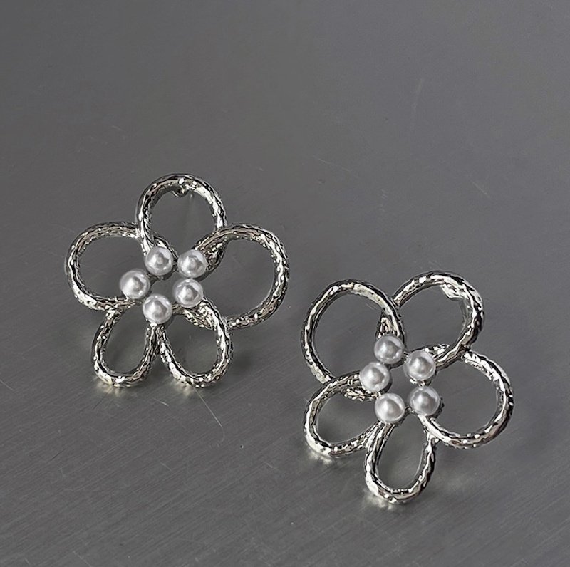 画像5: Pearl Flower French Style Earrings　パールフラワーフレンチスタイルピアス イアリング (5)