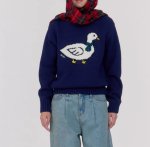 画像4: Duck crew neck sweater knit ダッグ編み込みクールネックセータープルオーバー (4)