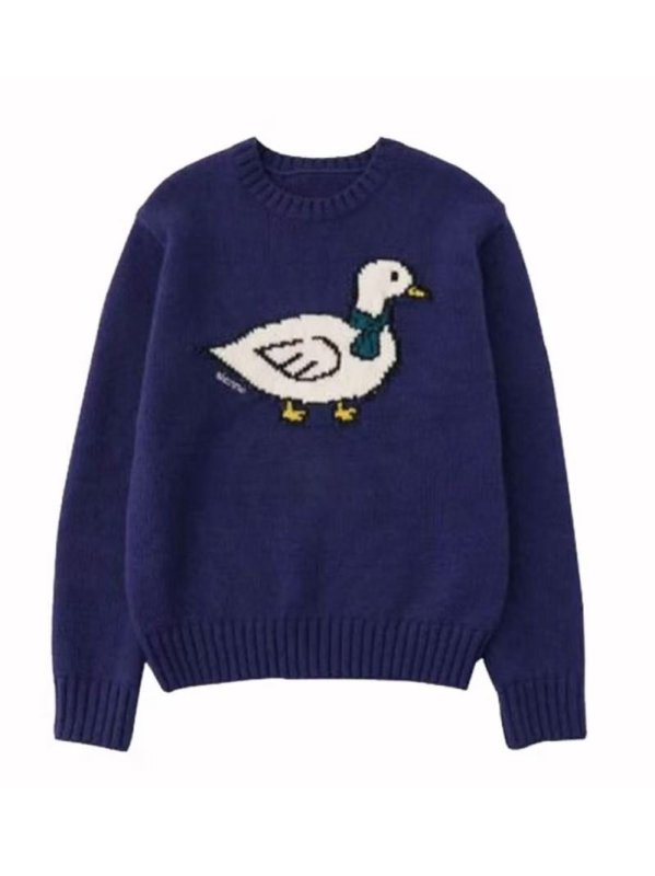 画像8: Duck crew neck sweater knit ダッグ編み込みクールネックセータープルオーバー (8)