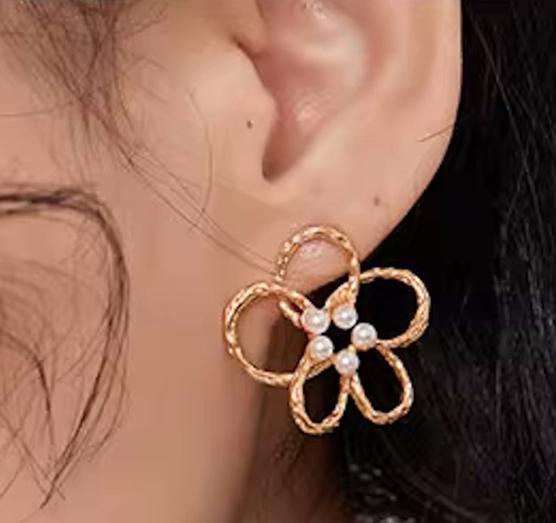 画像13: Pearl Flower French Style Earrings　パールフラワーフレンチスタイルピアス イアリング (13)