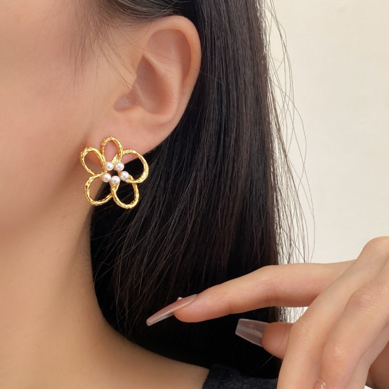 画像6: Pearl Flower French Style Earrings　パールフラワーフレンチスタイルピアス イアリング (6)