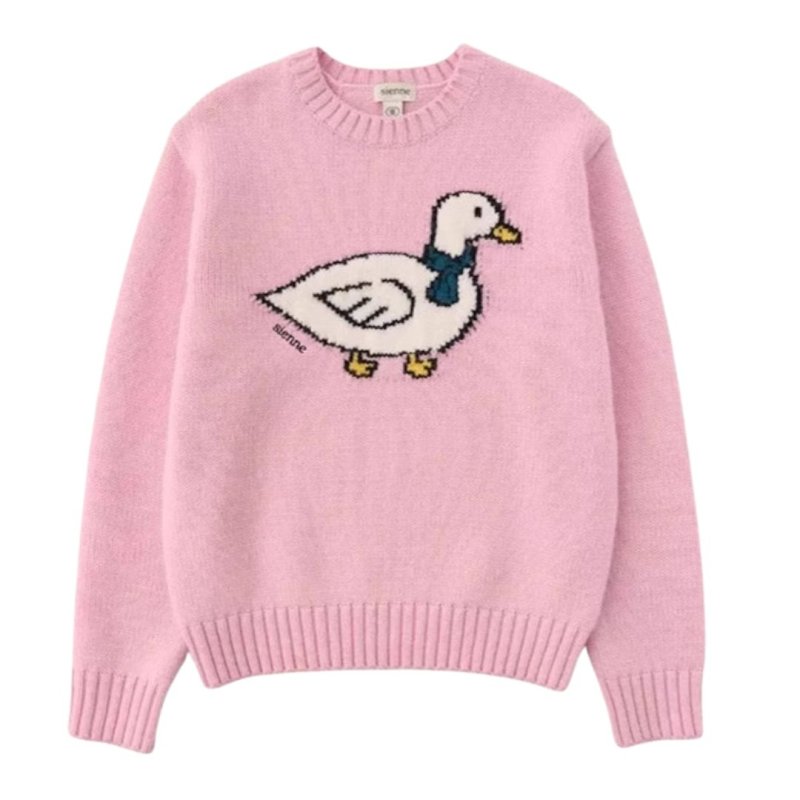 画像1: Duck crew neck sweater knit ダッグ編み込みクールネックセータープルオーバー (1)
