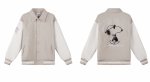 画像2: Unisex Snoopy Joint Stadium Jacket Leather Sleeve Stadium Baseball Jacket Blouson ユニセックス 男女兼用スヌーピー刺繍 レザースリーブジョイントスタジャン スタジアムジャンパー ジャケット (2)