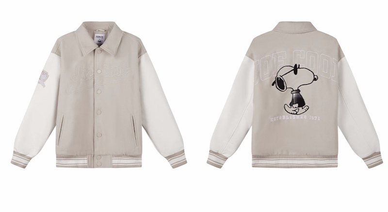 Unisex Snoopy Joint Stadium Jacket Leather Sleeve Stadium