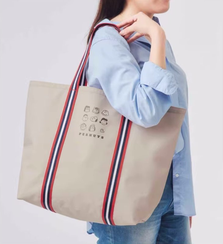 画像4: Snoopy & Friends Print Shopping Eco Tote Shoulder Bag スヌーピー&フレンズ&プリント ショッピングエコトートショルダーバッグ (4)