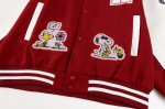 画像11: Unisex　Snoopy & Friends Embroidery Leather Sleeve Stadium Baseball Jacket Blouson ユニセックス 男女兼用スヌーピー＆フレンズ 刺繍レザースリーブスタジャン スタジアムジャンパー ジャケット (11)