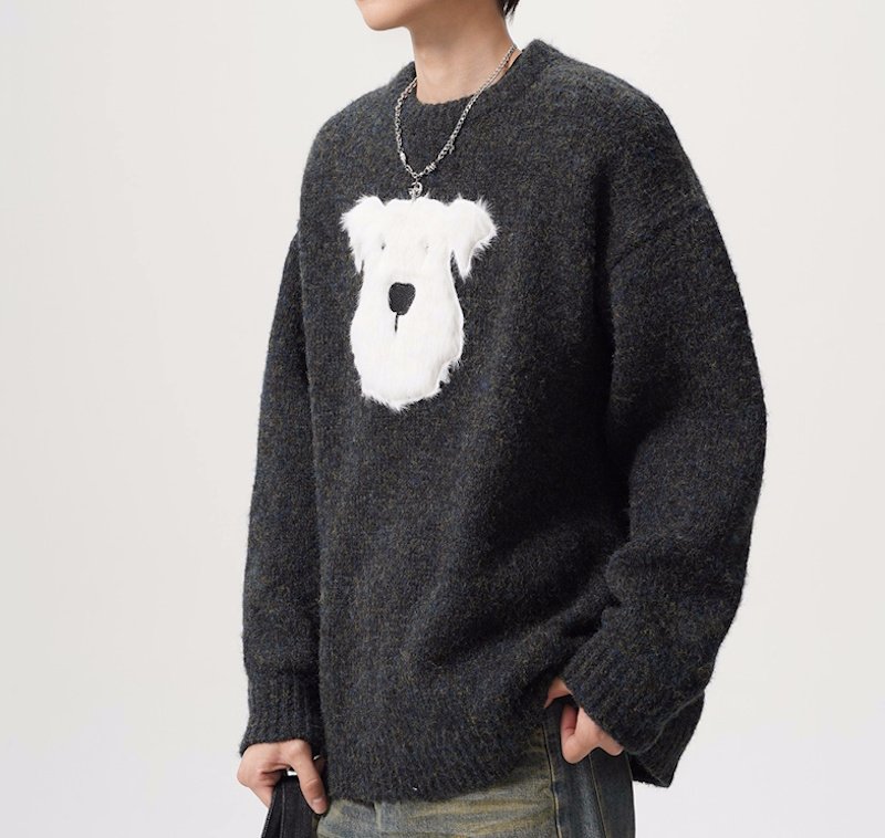 画像3: Unisex Fluffy puppy round neck sweater knit  男女兼用 モコモコパピーラウンドネックセーターニット (3)