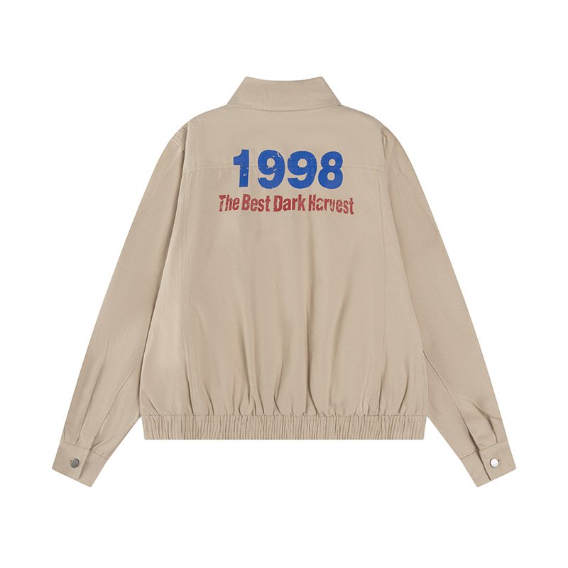 画像4: Unisex  American Retro Flag Stand Collar Blouson Jacket ユニセックス 男女兼用アメリカレトロフラッグブルゾンジャケットスタジャン  (4)