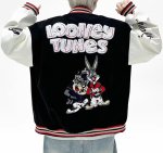 画像13: Unisex Looney Tunes Bugs Bunny Embroidery Leather Sleeve Stadium Baseball Jacket Blouson ユニセックス 男女兼用 ルーニーチューンバッグスバニー刺繍レザースリーブスタジャン スタジアムジャンパー ジャケット (13)