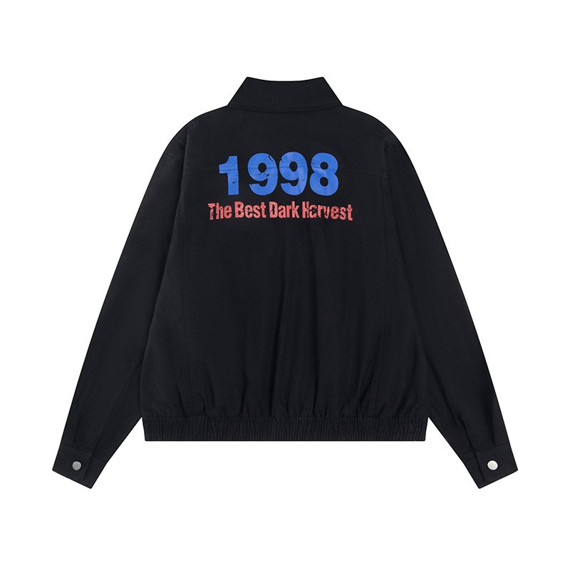 画像5: Unisex  American Retro Flag Stand Collar Blouson Jacket ユニセックス 男女兼用アメリカレトロフラッグブルゾンジャケットスタジャン  (5)