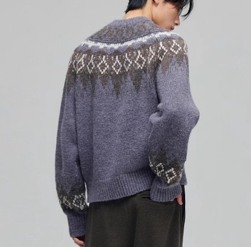 画像5: Unisex Aran Isle knitted crew neck zip-up cardigan jacket sweater knit  男女兼用 アランアイル模様編み込みジップアップウンドネック カーディガンジャケットセーター (5)