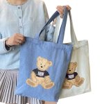画像4: Teddy Bear Denim Shopping Eco Tote Shoulder Bag　テディーベアデニム ショッピングエコトートショルダーバッグ (4)
