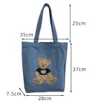 画像5: Teddy Bear Denim Shopping Eco Tote Shoulder Bag　テディーベアデニム ショッピングエコトートショルダーバッグ (5)