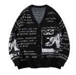 画像2: Unisex Jacquard V-neck cardigan jacket knit　ユニセックス男女兼用ジャガードVネックカーディガンニット (2)