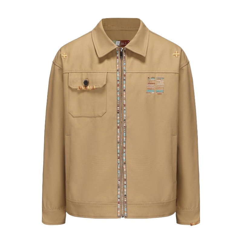 画像1: Unisex Letter Embroidered Workwear Jacket Blouson  ユニセックス 男女兼用レター刺繍ブルゾンジャケット  (1)