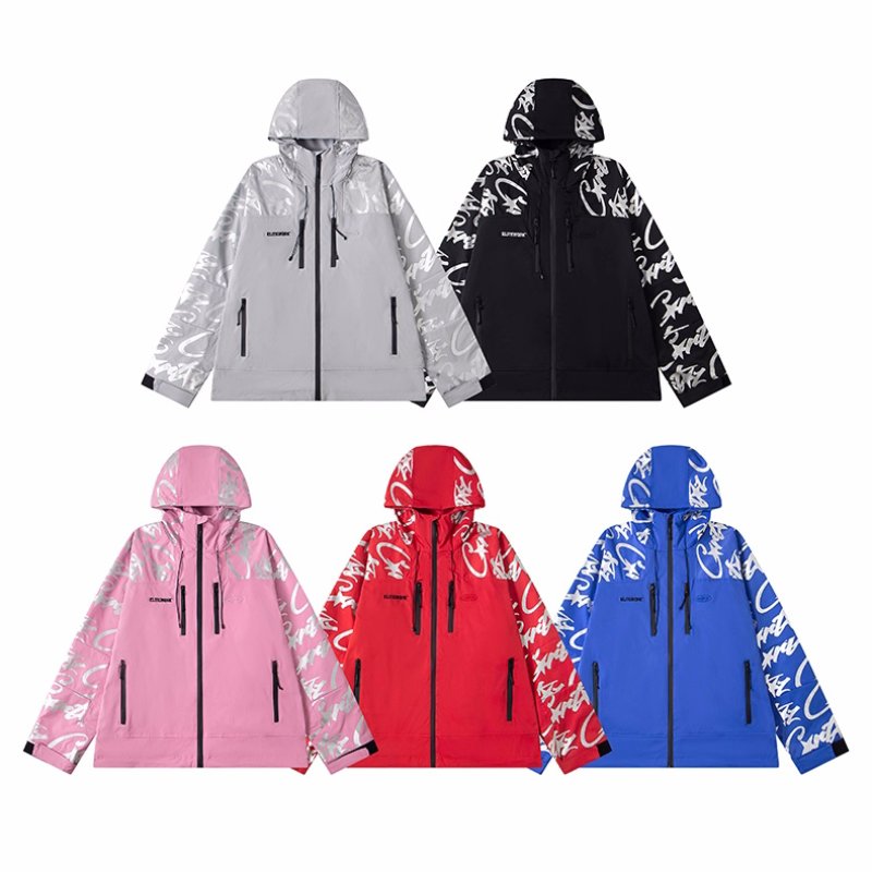 画像3:  Unisex Corteiz Alcatraz American Streetwear Zipper Nylon Set up Matching Set Jacket + Pant ユニセックス 男女兼用 反射レタージップアップフーディ ナイロン セットアップ 上下 (3)
