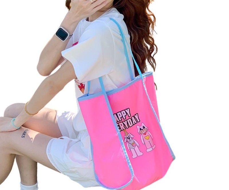 画像5: HAPPY EVERY DAY Rabbit, Dog, and Cat Print Tote/Shoulder Eco Bag　HAPPY EVERY DAYラビット＆ドッグ＆キャットプリント トートショルダーエコバッグ (5)