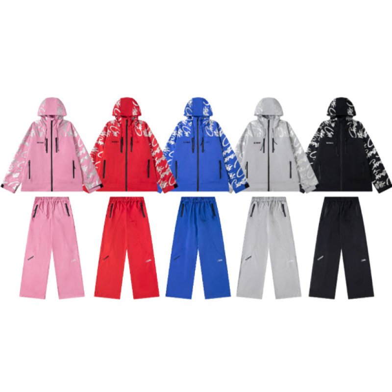 画像2:  Unisex Corteiz Alcatraz American Streetwear Zipper Nylon Set up Matching Set Jacket + Pant ユニセックス 男女兼用 反射レタージップアップフーディ ナイロン セットアップ 上下 (2)