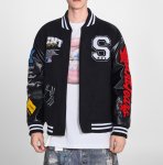 画像4: Unisex American Patchwork Embroidered Stadium Jumper Jacket Blouson ユニセックス 男女兼用アメリカンパッチワーク刺繍 レザースリーブスタジャン スタジアムジャンパー ジャケット (4)