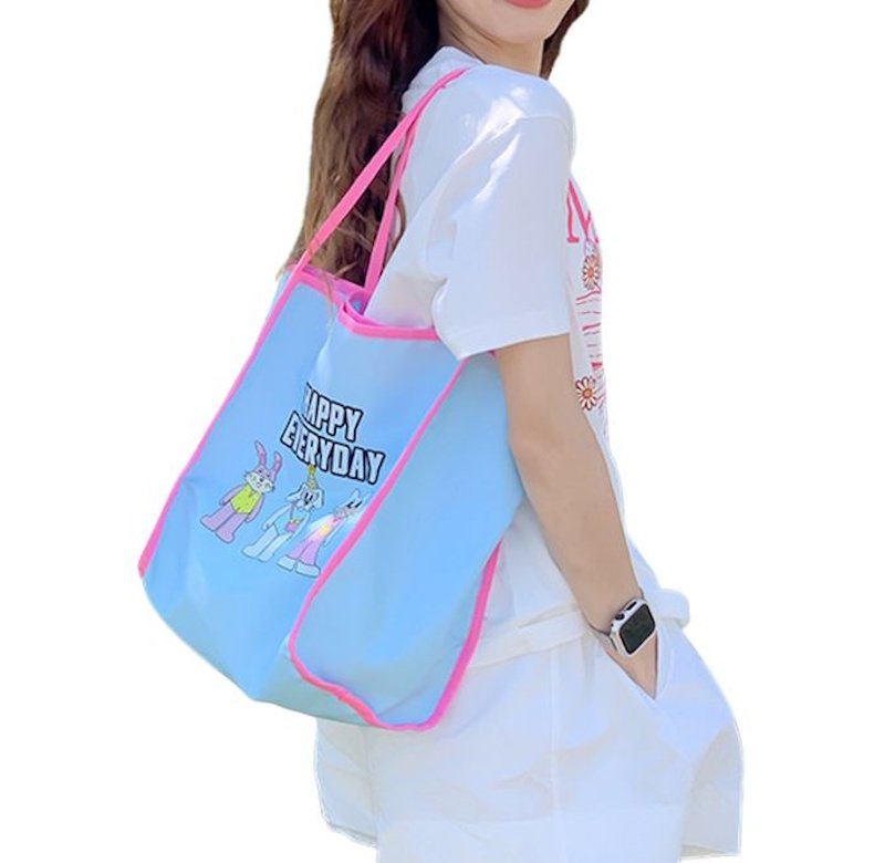 画像6: HAPPY EVERY DAY Rabbit, Dog, and Cat Print Tote/Shoulder Eco Bag　HAPPY EVERY DAYラビット＆ドッグ＆キャットプリント トートショルダーエコバッグ (6)
