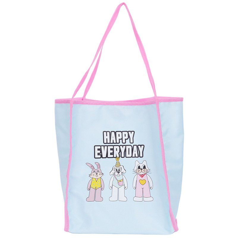 画像2: HAPPY EVERY DAY Rabbit, Dog, and Cat Print Tote/Shoulder Eco Bag　HAPPY EVERY DAYラビット＆ドッグ＆キャットプリント トートショルダーエコバッグ (2)