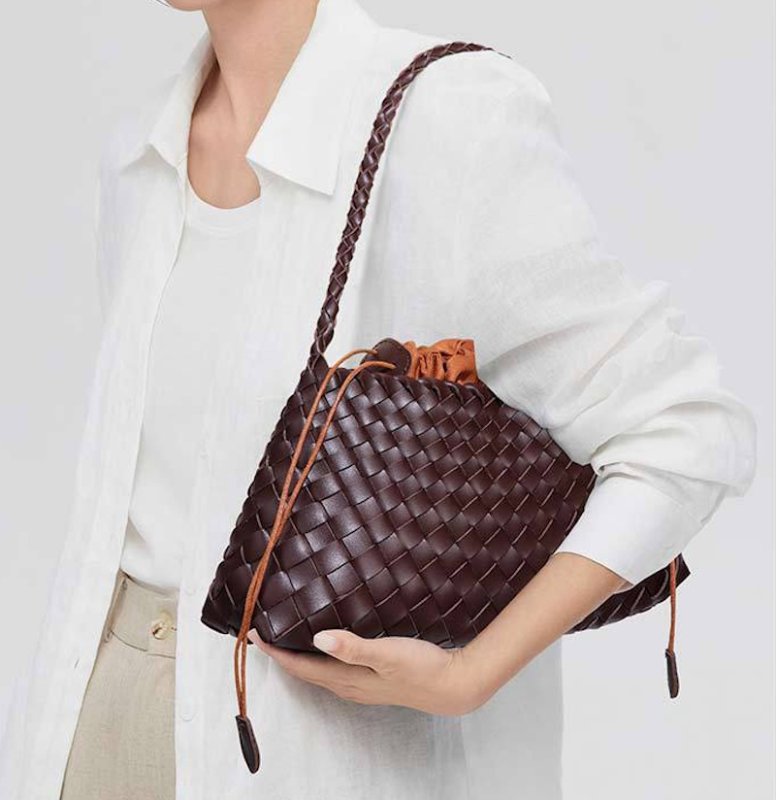 画像4: Leather braided mesh French style tote shoulder underarm bag　レザー編み込みメッシュフレンチスタイルトートショルダーアンダーアームバッグ (4)