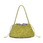 画像1: Leather braided mesh French style tote shoulder underarm bag　レザー編み込みメッシュフレンチスタイルトートショルダーアンダーアームバッグ (1)