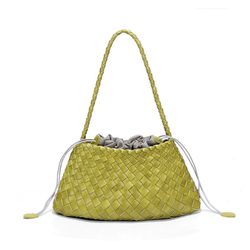 画像1: Leather braided mesh French style tote shoulder underarm bag　レザー編み込みメッシュフレンチスタイルトートショルダーアンダーアームバッグ (1)