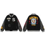 画像1: Unisex American Patchwork Embroidered Stadium Jumper Jacket Blouson ユニセックス 男女兼用アメリカンパッチワーク刺繍 レザースリーブスタジャン スタジアムジャンパー ジャケット (1)