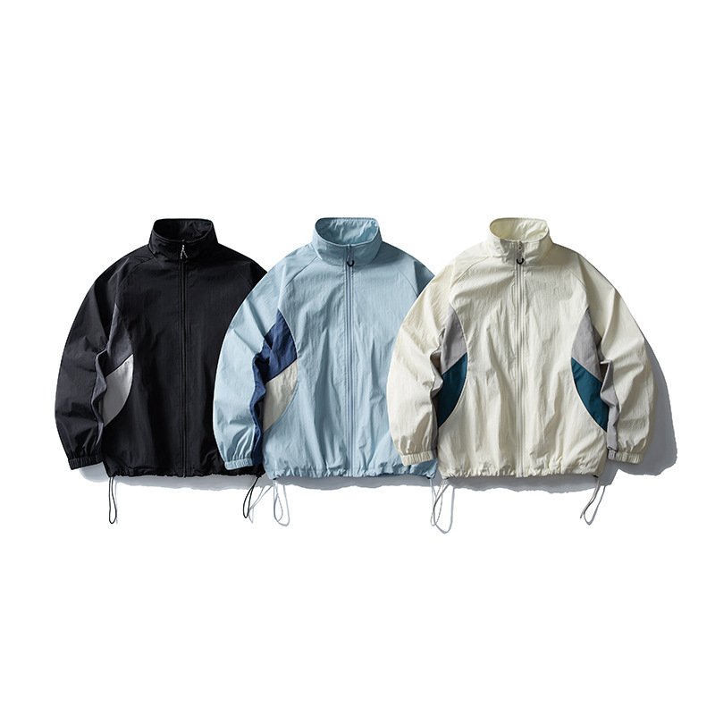 画像3: 25 Unisex Splicing contrast color block  Nylon Set up Matching Set Jacket + Pant ユニセックス 男女兼用 スプライシングコントラストカラーブロックマッチングセット ナイロン セットアップ 上下 (3)