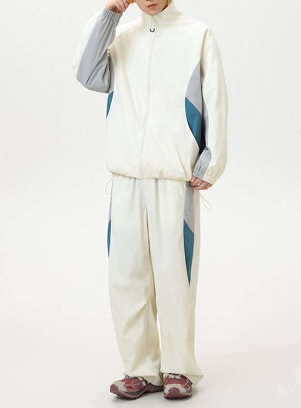 画像5: 25 Unisex Splicing contrast color block  Nylon Set up Matching Set Jacket + Pant ユニセックス 男女兼用 スプライシングコントラストカラーブロックマッチングセット ナイロン セットアップ 上下 (5)