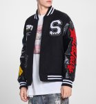画像6: Unisex American Patchwork Embroidered Stadium Jumper Jacket Blouson ユニセックス 男女兼用アメリカンパッチワーク刺繍 レザースリーブスタジャン スタジアムジャンパー ジャケット (6)