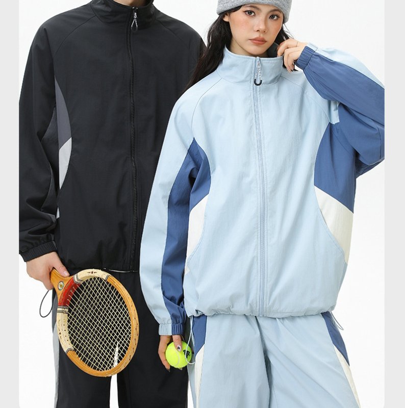 画像11: 25 Unisex Splicing contrast color block  Nylon Set up Matching Set Jacket + Pant ユニセックス 男女兼用 スプライシングコントラストカラーブロックマッチングセット ナイロン セットアップ 上下 (11)