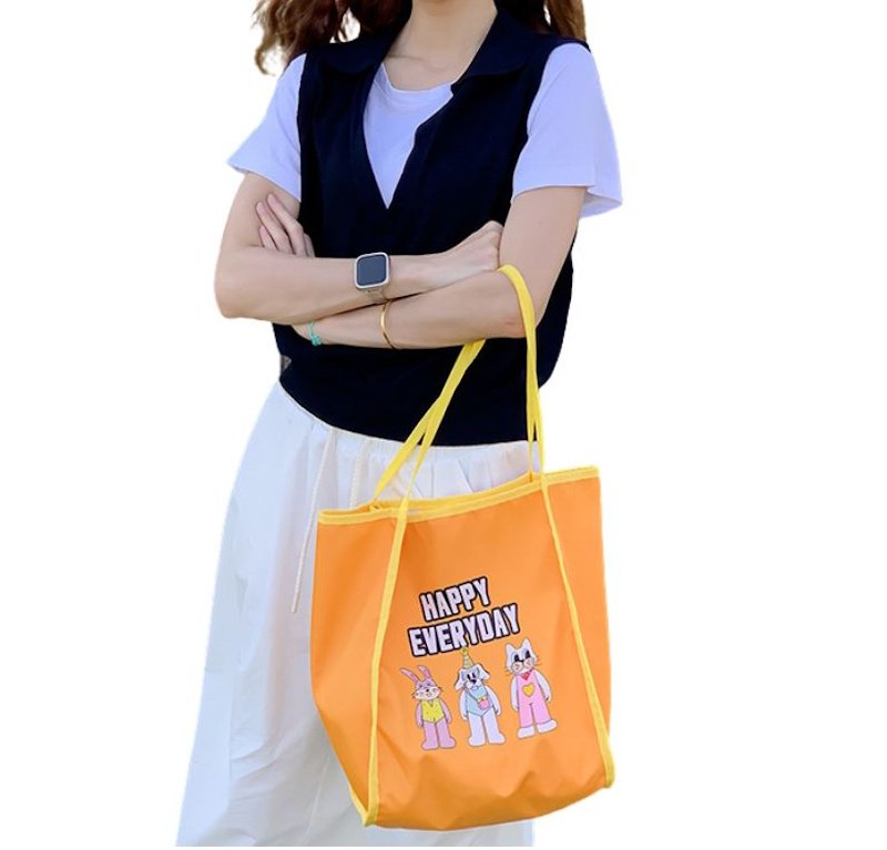 画像7: HAPPY EVERY DAY Rabbit, Dog, and Cat Print Tote/Shoulder Eco Bag　HAPPY EVERY DAYラビット＆ドッグ＆キャットプリント トートショルダーエコバッグ (7)
