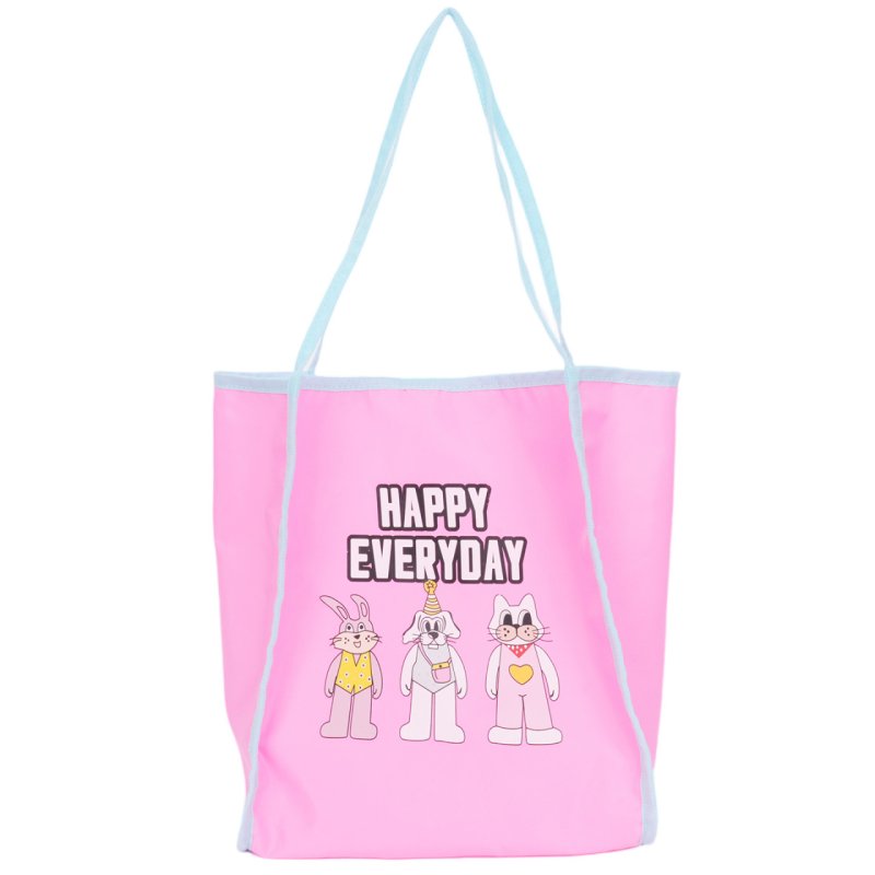 画像1: HAPPY EVERY DAY Rabbit, Dog, and Cat Print Tote/Shoulder Eco Bag　HAPPY EVERY DAYラビット＆ドッグ＆キャットプリント トートショルダーエコバッグ (1)
