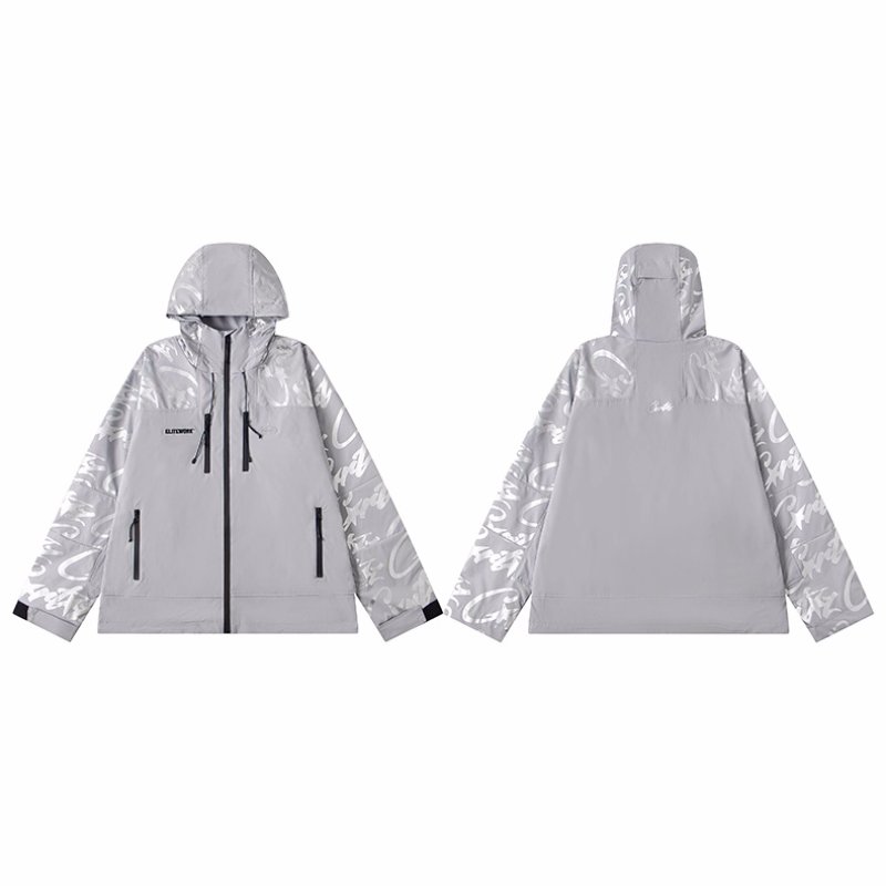 画像4:  Unisex Corteiz Alcatraz American Streetwear Zipper Nylon Set up Matching Set Jacket + Pant ユニセックス 男女兼用 反射レタージップアップフーディ ナイロン セットアップ 上下 (4)