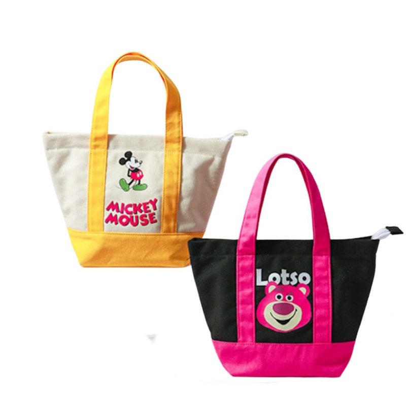 画像4: Mickey Mouse & Donald Duck & Lotso Canvas Tote Bag Shoulder Tote Picnic Lunch Box Bag　 ミッキーマウス＆ドナルドダッグ＆ロッツォ＆ キャンバストートバッグ  ショルダートート ピクニックランチボックスバッグ (4)