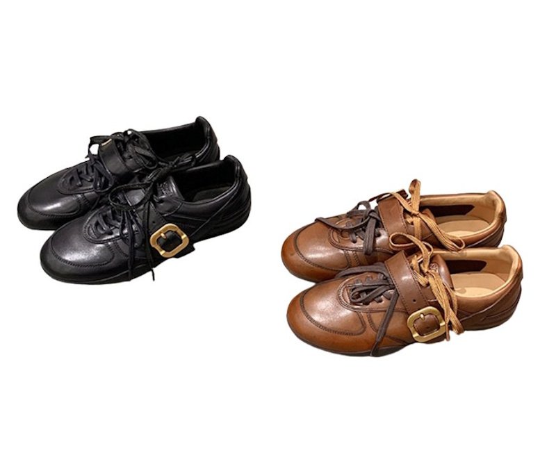 画像4: Catwalk Style Belt Buckle Leather Lace-Up Sneakers shoes   キャットウォークスタイルベルトバックルレザーレースアップスニーカー (4)