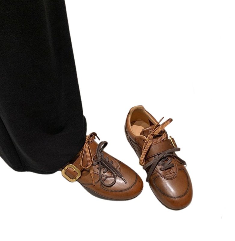 画像6: Catwalk Style Belt Buckle Leather Lace-Up Sneakers shoes   キャットウォークスタイルベルトバックルレザーレースアップスニーカー (6)