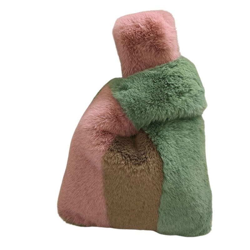 画像2: Fluffy border fur tote bag　ボーダーカラーモコモコファー トートバッグ (2)