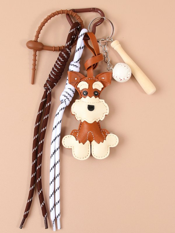 画像2: Leather Schnauzer & Heart Bag Strap Pendant Charm Fashion Accessory Bag Charm 　レザーシュナウザードッグ＆ハートキーホルダーバックチャーム ファッションチャーム (2)