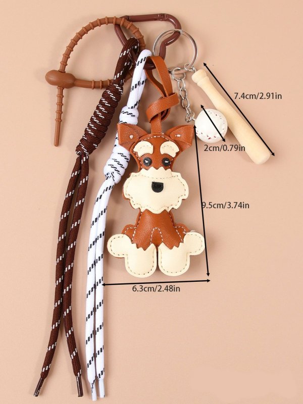 画像5: Leather Schnauzer & Heart Bag Strap Pendant Charm Fashion Accessory Bag Charm 　レザーシュナウザードッグ＆ハートキーホルダーバックチャーム ファッションチャーム (5)