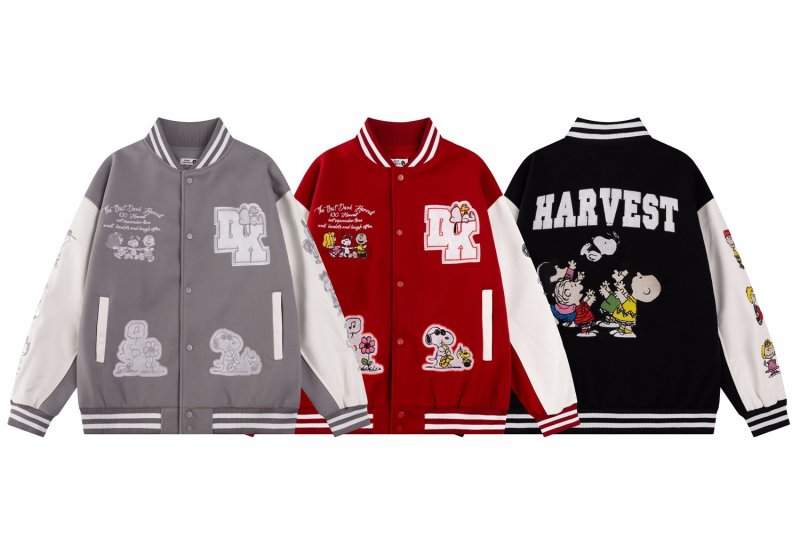 画像12: Snoopy & Friends Embroidered Stadium  jacket Coat 　スヌーピー＆フレンズスタジアムジャンバー＆スタジャンコートジャケット (12)