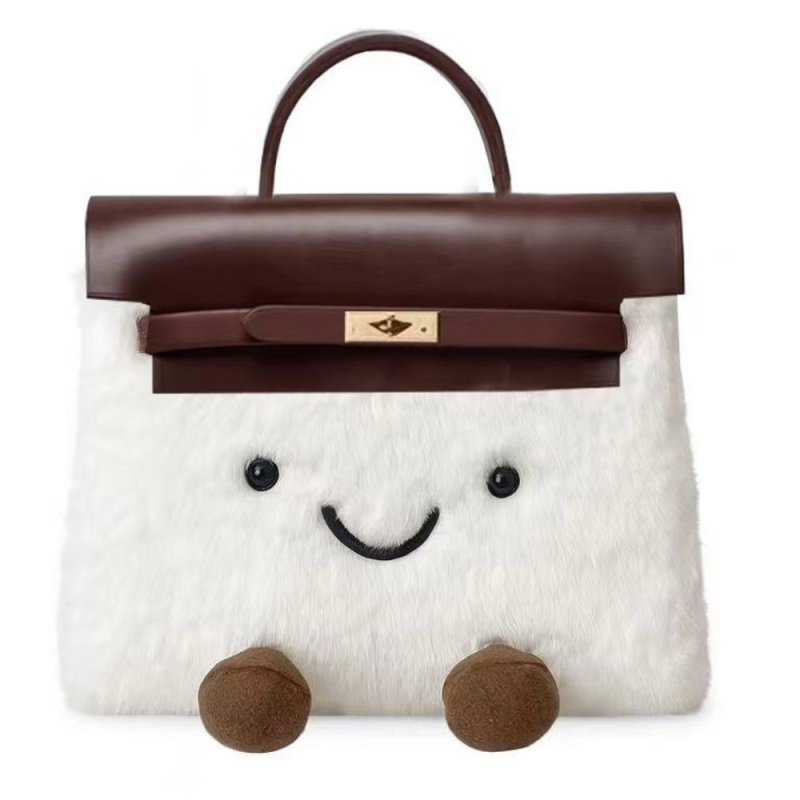画像1: BK Smile Fur Tote Bag Doll M スマイル ファー モコモコ トート ぬいぐるみ バッグ (1)